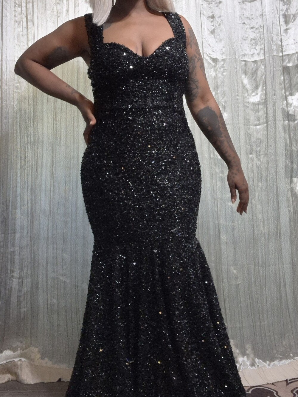 Black Sequin Mermaid Evening Dress